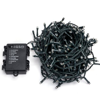 Aigostar-LED Zunanja božična veriga 300xLED/8 funkcij 3xAA 15,3m IP44 topla bela