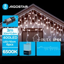 Aigostar - LED Zunanja božična veriga 400xLED/8 funkcij 23x0,6m IP44 hladno bela