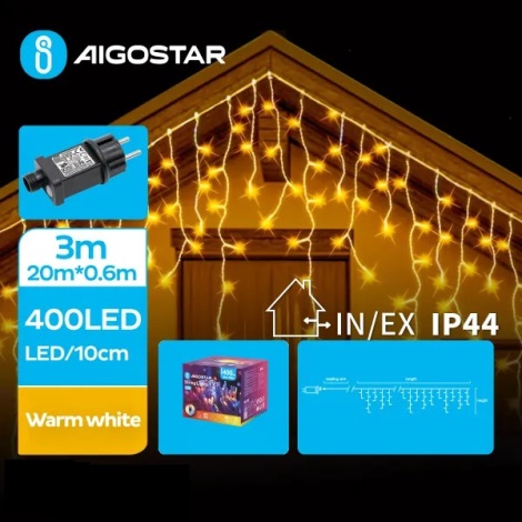 Aigostar - LED Zunanja božična veriga 400xLED/8 funkcij 23x0,6m IP44 topla bela