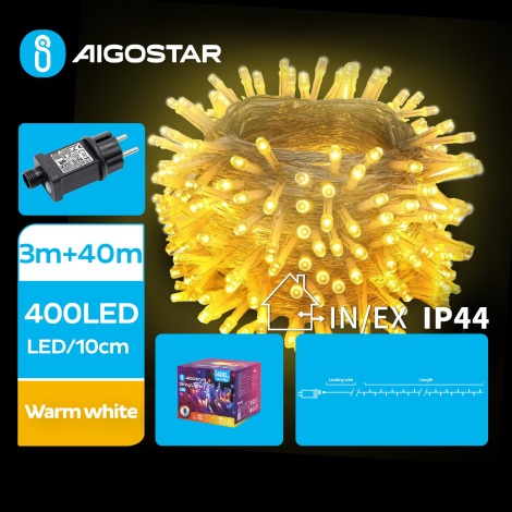 Aigostar - LED Zunanja božična veriga 400xLED/8 funkcij 43m IP44 topla bela