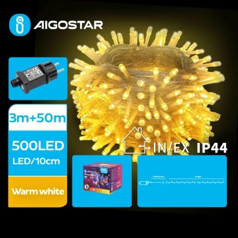 Aigostar - LED Zunanja božična veriga 500xLED/8 funkcij 53m IP44 topla bela