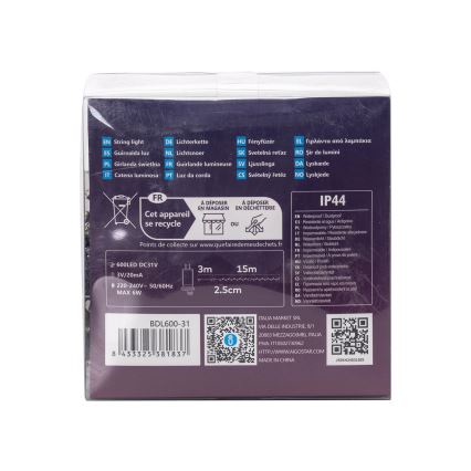 Aigostar - LED Zunanja božična veriga 600xLED/8 funkcij 18m IP44 topla bela
