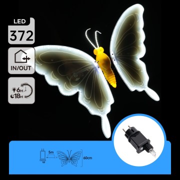 Aigostar - LED zunanja dekoracija 372xLED IP44 hladna bela metulj