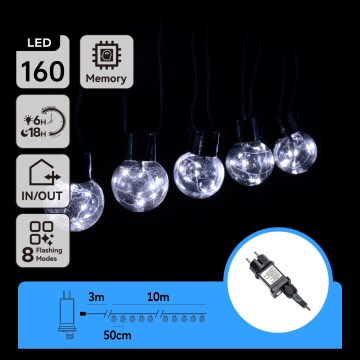Aigostar - LED zunanja dekorativna veriga 160xLED 10m IP44 hladno bela