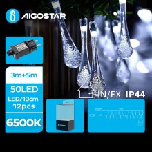 Aigostar - LED Zunanja dekorativna veriga 50xLED/8 funkcij 8m IP44 hladno bela