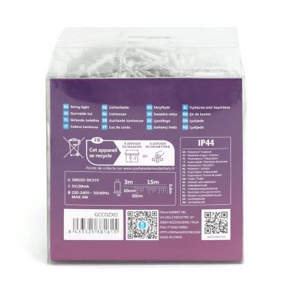 Aigostar - LED Zunanja dekorativna veriga 75xLED/6W/230V 15x0,6m IP44 hladno bela