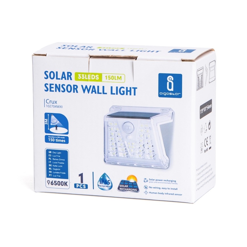 Aigostar - LED Zunanja solarna svetilka s senzorjem LED/1,48W/3,7V IP65 1200 mAh
