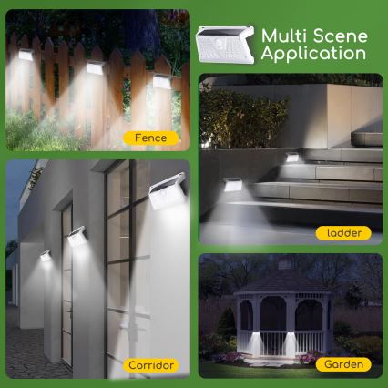 Aigostar - LED Zunanja solarna svetilka s senzorjem LED/2,4W/5V 1200 mAh IP65