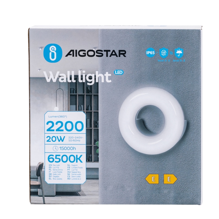 Aigostar - LED Zunanja stenska svetilka LED/20W/230V 6500K IP65 črna