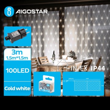 Aigostar - LED Zunanja svetlobna veriga 100xLED/8 funkcij 4,5x1,5m IP44 hladno bela