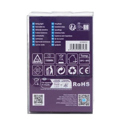 Aigostar - LED zunanji niz 100xLED/8 funkcij/3xAA 10,3m IP44 hladna bela