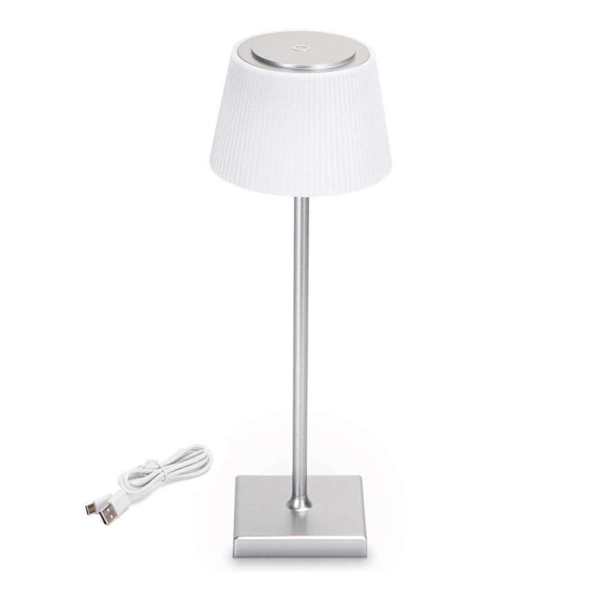 Aigostar - LED Zunanja zatemnitvena polnilna namizna svetilka LED/4W/5V 3600mAh bela/mat krom IP54