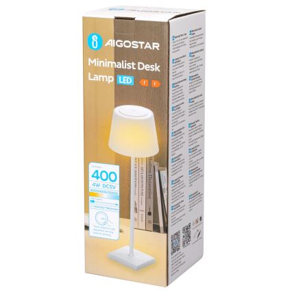 Aigostar - LED Zunanja zatemnitvena polnilna namizna svetilka LED/4W/5V 3600mAh bela IP54