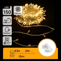 Aigostar -LED Zunanje božične lučke 150xLED/8 funkcij 3xAA 15,3m IP44 topla bela