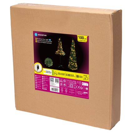 Aigostar - LED zunanji božični smrek, 100×LED, 1,5 m, IP44, zelen, topla bela