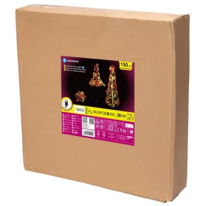 Aigostar - LED zunanje božično drevo 150xLED 1,8m IP44 rdeča/zlata topla bela