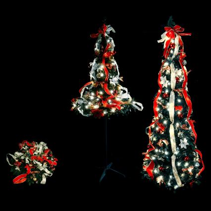 Aigostar - LED zunanje božično drevo 80xLED 1,2 m IP44 rdeča, hladna bela