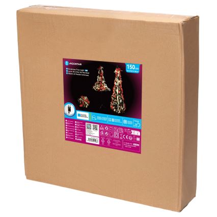 Aigostar - LED zunanji božični smrek, 150 LED, 1,8 m, IP44, rdeča in hladna bela