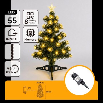 Aigostar - LED zunanji božični drevesce 55xLED/8 funkcij 0,6 m IP44 topla bela