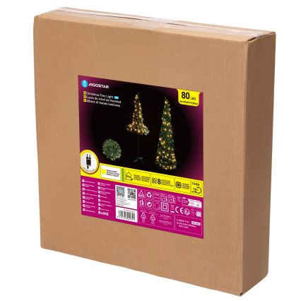 Aigostar - LED zunanje božično drevesce 80xLED 1,2m IP44 zeleno topla bela