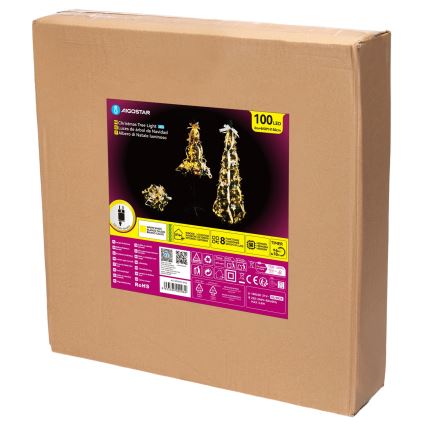 Aigostar - LED zunanja božična jelka 100xLED 1,5m IP44 bela/zlata topla bela