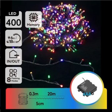 Aigostar - LED zunanji božični lučni niz 400xLED/8 funkcij 4xAA 20,3 m IP44 večbarven