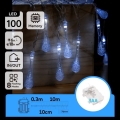 Aigostar - LED zunanji božični niz 100 LED/8 funkcij 3xAA 10m IP44 hladna bela kapljice