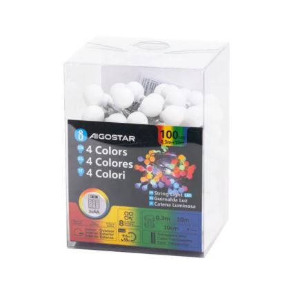 Aigostar - LED zunanji božični niz 100xLED/3xAA/8 funkcij 10,3 m IP44 večbarven