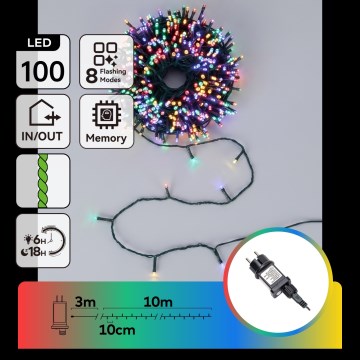 Aigostar - LED zunanji božični niz 100xLED/8 funkcij 13m IP44 večbarven