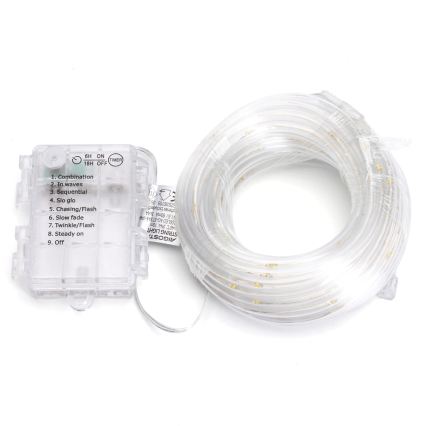 Aigostar - LED zunanji božični niz 100xLED/8 funkcij 3xAA 10,3m IP44 topla bela