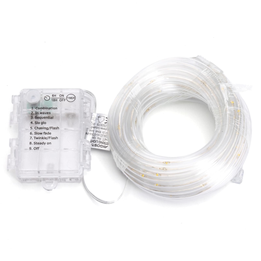 Aigostar - LED zunanji božični niz 100xLED/8 funkcij 3xAA 10,3m IP44 topla bela
