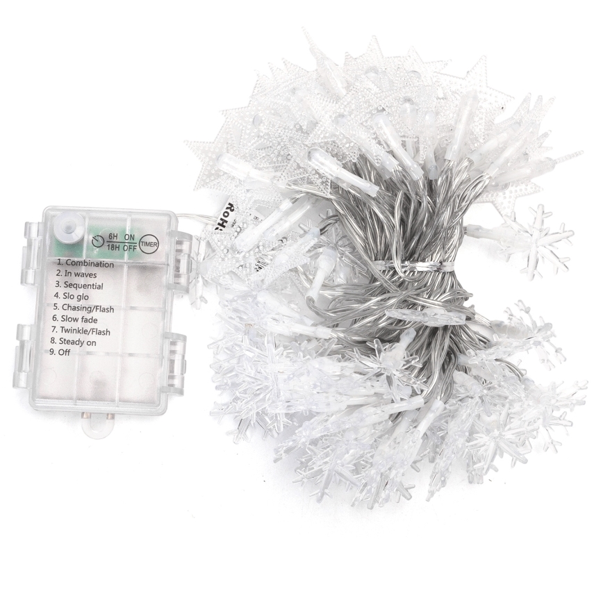 Aigostar - LED zunanji božični niz 100xLED/8 funkcij 3xAA 10 m IP44 hladna bela