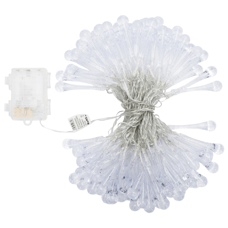 Aigostar - LED zunanji božični niz 100xLED/8 funkcij 3xAA 10 m IP44 topla bela v obliki kapljic