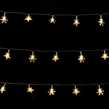 Aigostar - LED zunanji božični niz 100xLED/8 funkcij 3xAA 10m IP44 topla bela zvezde