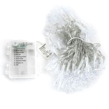 Aigostar - LED zunanji božični niz 100xLED/8 funkcij 3xAA 10m IP44 topla bela zvezde