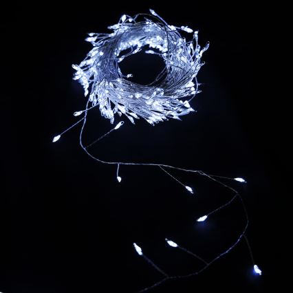Aigostar - LED zunanji božični niz 100xLED/8 funkcij 3xAA 3,3m IP44 hladno bela