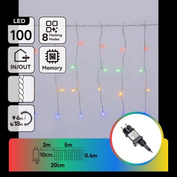 Aigostar - LED zunanji božični niz 100xLED/8 funkcij 8x0,4m IP44 večbarven