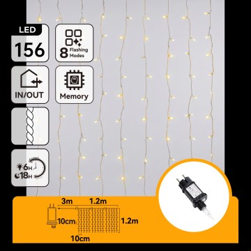 Aigostar - LED zunanji božični niz 156xLED/8 funkcij 4,2x1,2m IP44 topla bela