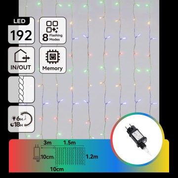 Aigostar - LED zunanji božični niz 192xLED/8 funkcij 4,5x1,2m IP44 večbarven