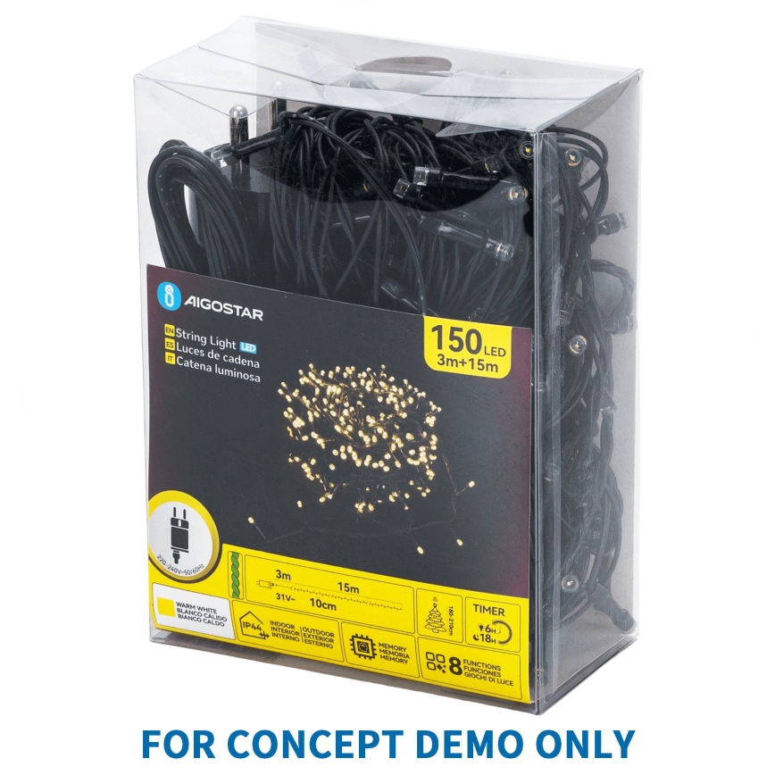 Aigostar - LED zunanji božični niz 2000xLED/8 funkcij 103m IP44 večbarven
