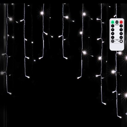 Aigostar - LED zunanji božični svetlobni niz, 200 LED, 6 W, 230 V, 8 funkcij, 3 × 1 m, IP44, hladna bela, z daljinskim upravljalnikom