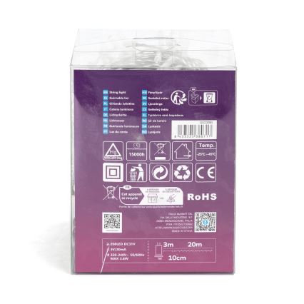 Aigostar - LED zunanji božični niz 200xLED/8 funkcij 23m IP44 hladna bela