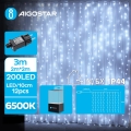 Aigostar - LED zunanji božični niz 200xLED/8 funkcij 5x2m IP44 hladna bela