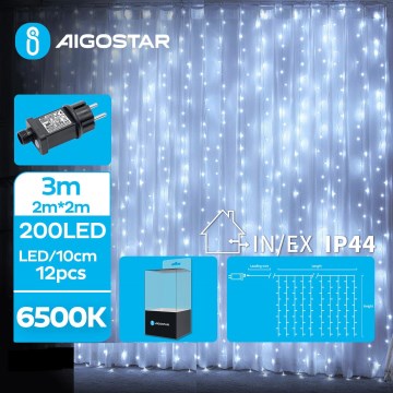 Aigostar - LED zunanji božični niz 200xLED/8 funkcij 5x2m IP44 hladna bela