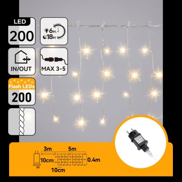 Aigostar - LED zunanji božični niz 200xLED 8x0,4m IP44 topla bela