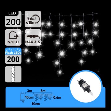 Aigostar - LED zunanji božični niz 200xLED 8x0,6m IP44 hladna bela
