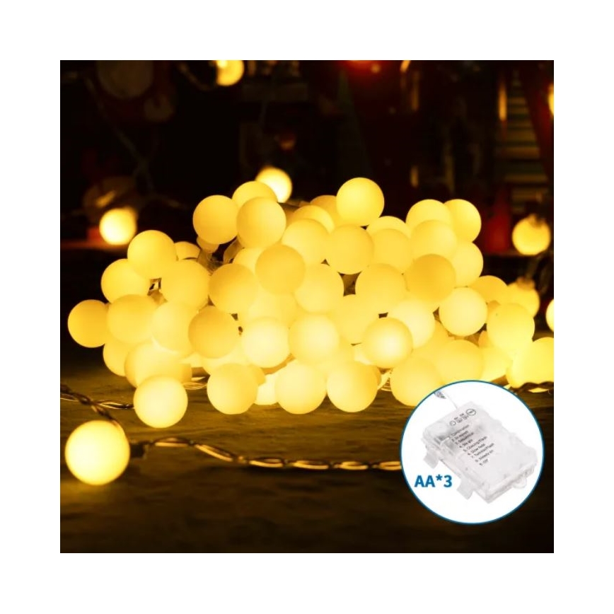 Aigostar-LED Zunanji božični niz 25xLED/3xAA/8 funkcij 2,8 m IP44 topla bela