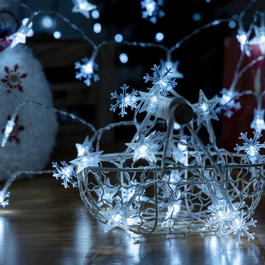 Aigostar - LED zunanji niz 25xLED/8 funkcij 3xAA 2,5 m IP44 hladna bela