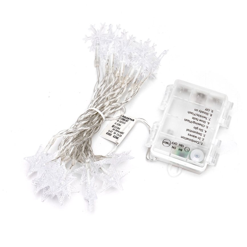 Aigostar - LED zunanji niz 25xLED/8 funkcij 3xAA 2,5 m IP44 hladna bela