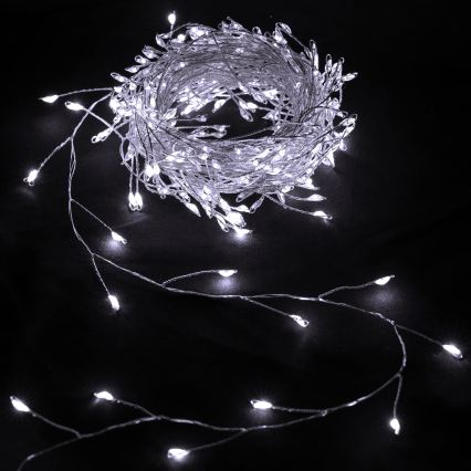Aigostar - LED zunanja božična svetlobna veriga 300xLED/8 funkcij 3xAA 9,3m IP44 hladna bela